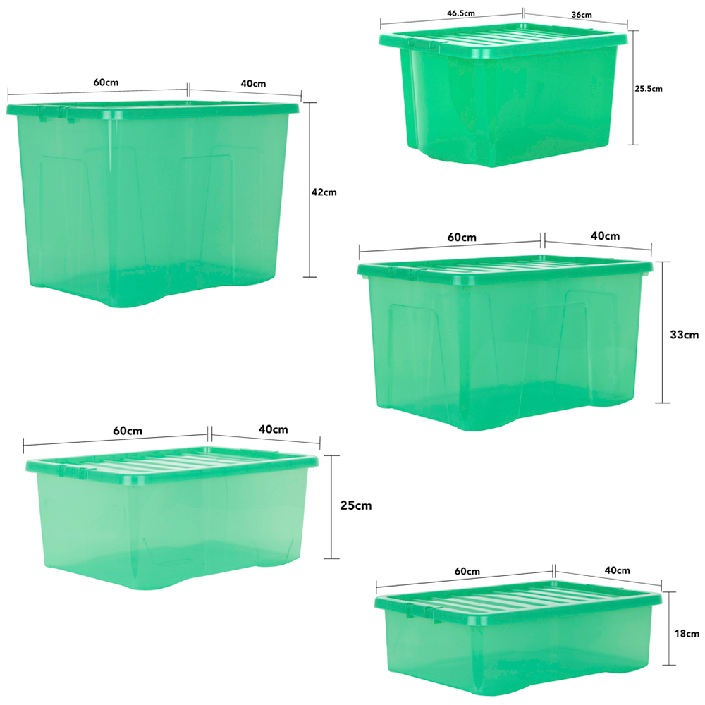 Wham Multisize Crystal Stackable Plastic Green Storage Box and Lid Set 5 Piece Image 9