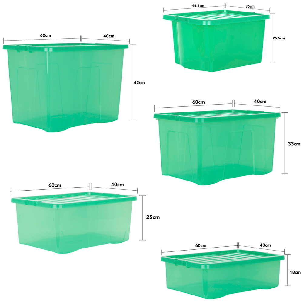 Wham Crystal Stackable Plastic Green Storage Box with Lid 5 Piece Image 9