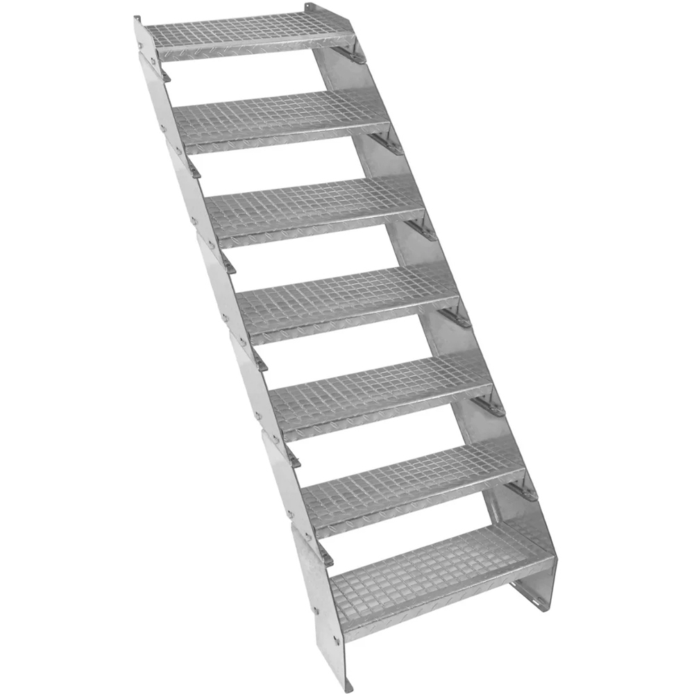 MonsterShop 7 Section Adjustable Galvanised Staircase 600mm Image 1
