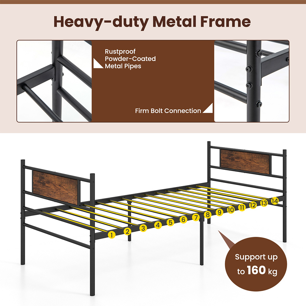 Costway Single Metal Bed Frame with Trundle Image 5