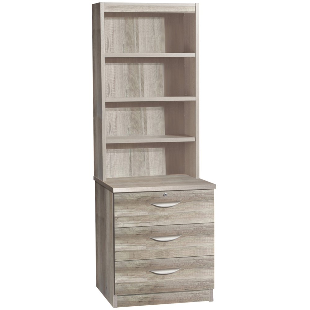 R White Cabinets 3 Drawer 4 Shelf Grey Storage Chest with Hutch Image 2