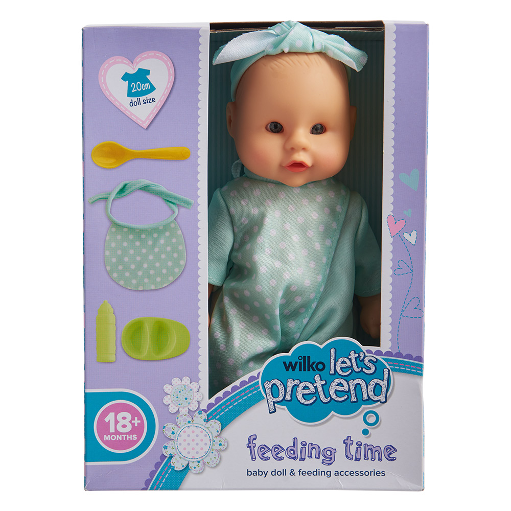Wilko Feeding Time 21cm Baby Doll with Accessories Wilko