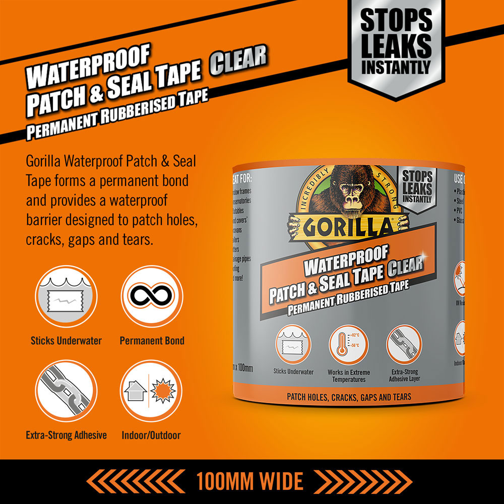 Gorilla Clear Waterproof Patch and Seal Tape 2.4m Image 2