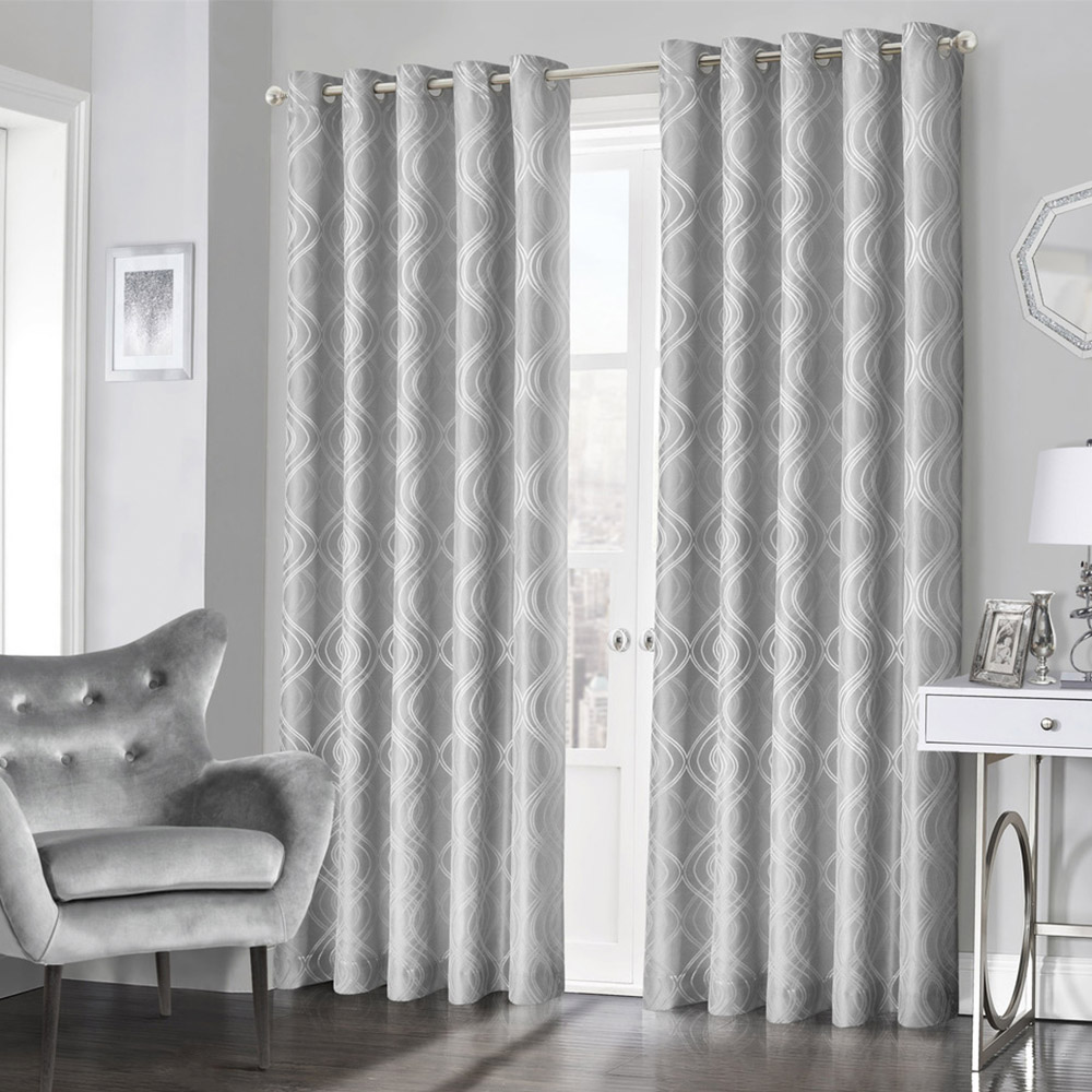Intimates Clarissa Grey Ringtop Curtains 117 x 183cm Image 1