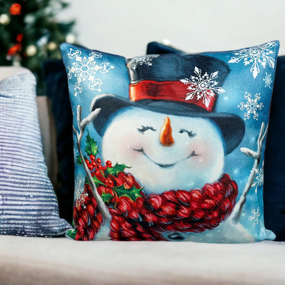 Xmas Haus Christmas-Themed Snowman Cushion 45 x 45cm Image 3