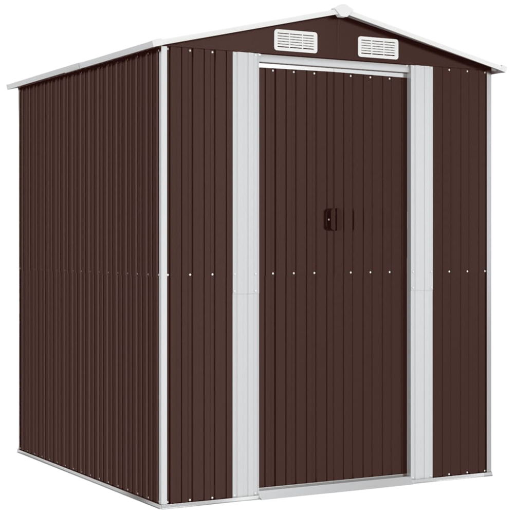 vidaXL 6.3 x 6.3ft Brown Galvanised Steel Garden Shed Image