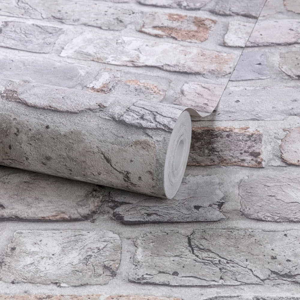 Grandeco Industrial Rustic Neutral Brick Textured Wallpaper Image 2