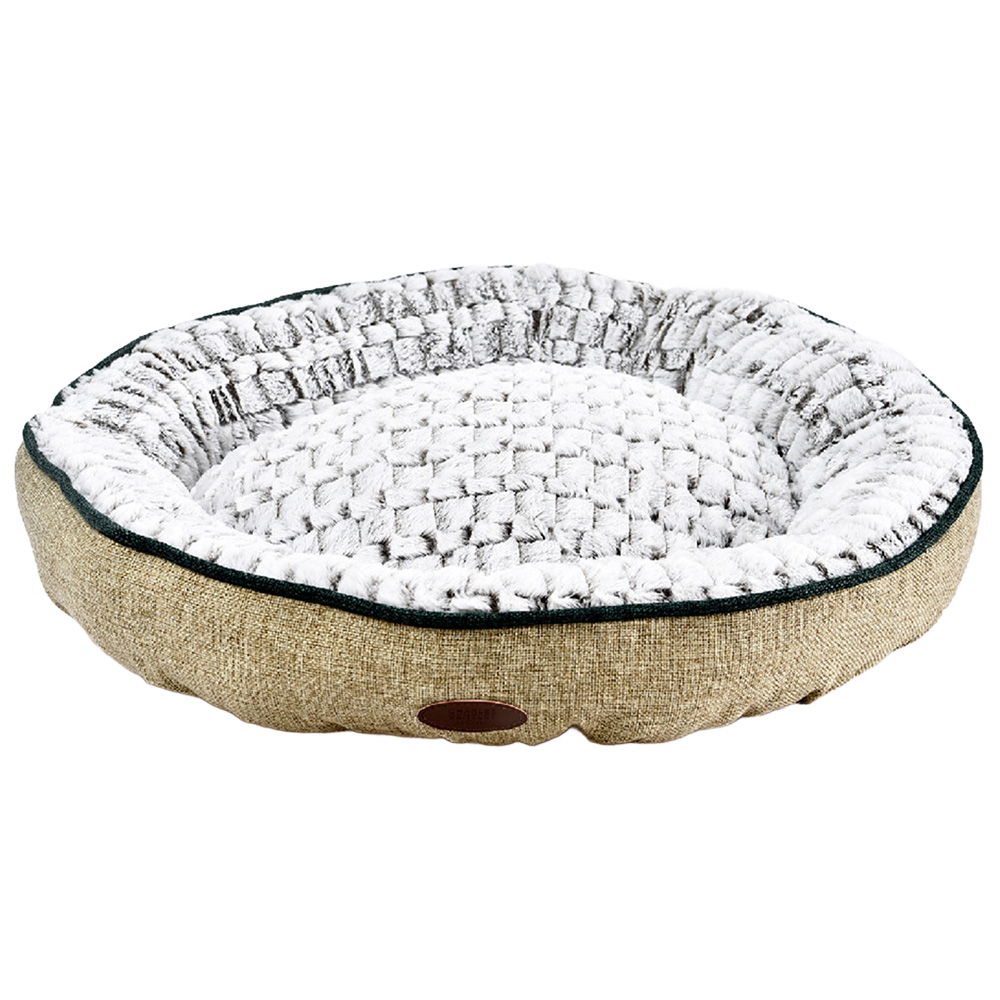 Charles Bentley Small Taupe Linen Soft Pet Bed Image 1