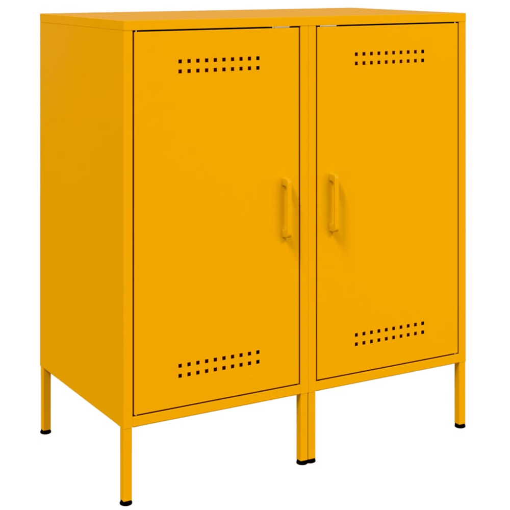 vidaXL Single Door Mustard Yellow Metal Sideboard Set of 2 Image 2