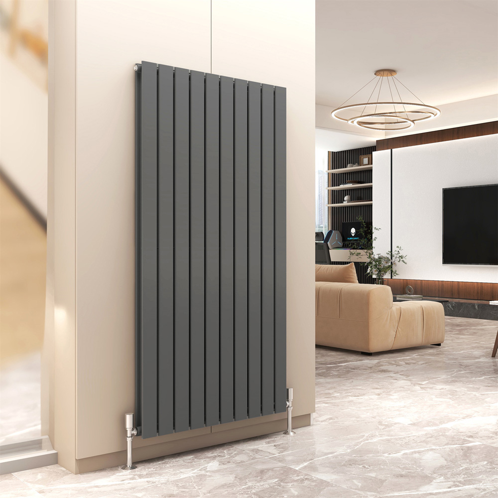Anthracite 8656 BTU Double Flat Panel Vertical Column Radiator 1600 x 680mm Image 2