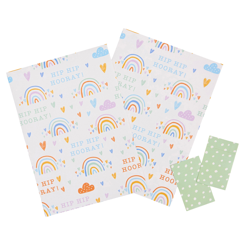 Wilko Rainbow Gift Wrap 2 Sheets and 2 Tags Image 2