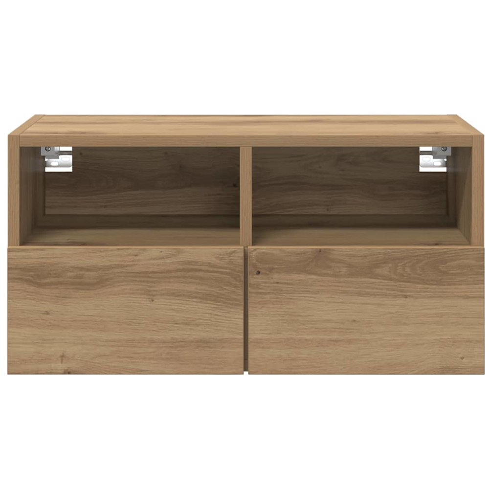 vidaXL 2 Door 2 Shelf Artisan Oak Wall Mounted TV Unit Set of 2 Image 7