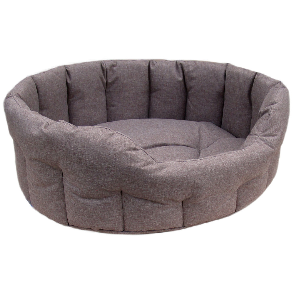 P&L Medium Brown Oval Waterproof Dog Bed Image 1