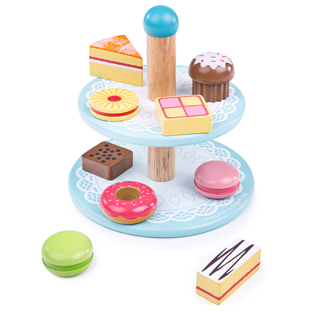 Bigjigs Toys Wooden Cakes and Stand Image 1