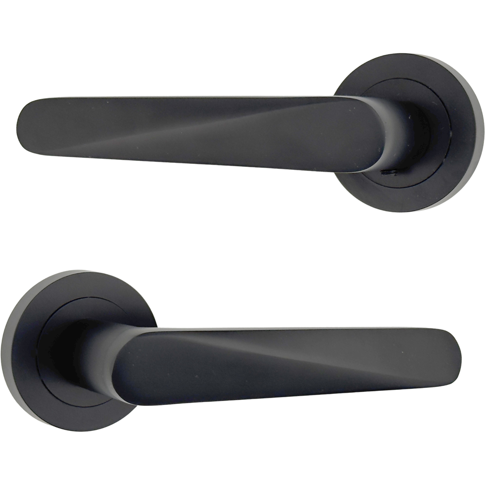 AXS Hardware Detroit Black Bathroom Door Handles on Rose Image 3