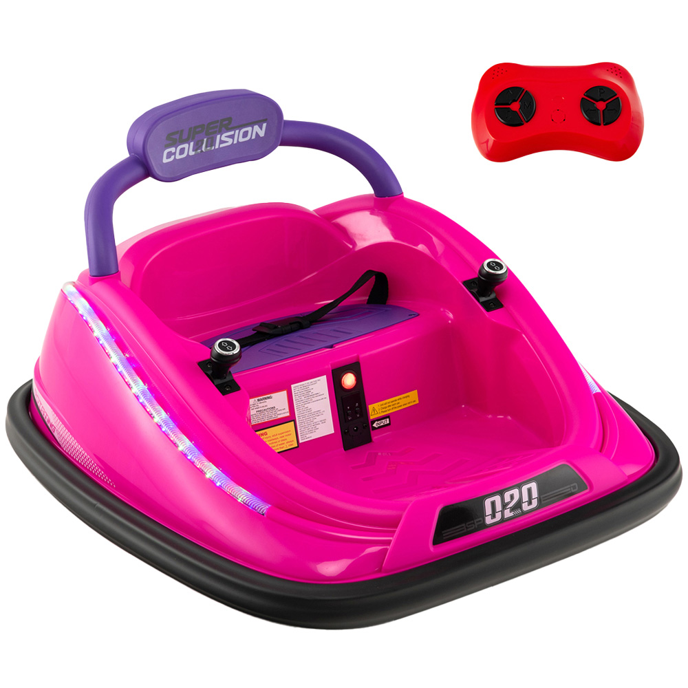 Costway Kids Pink Electric Bumper Car with Spin and Remote Control Image 1