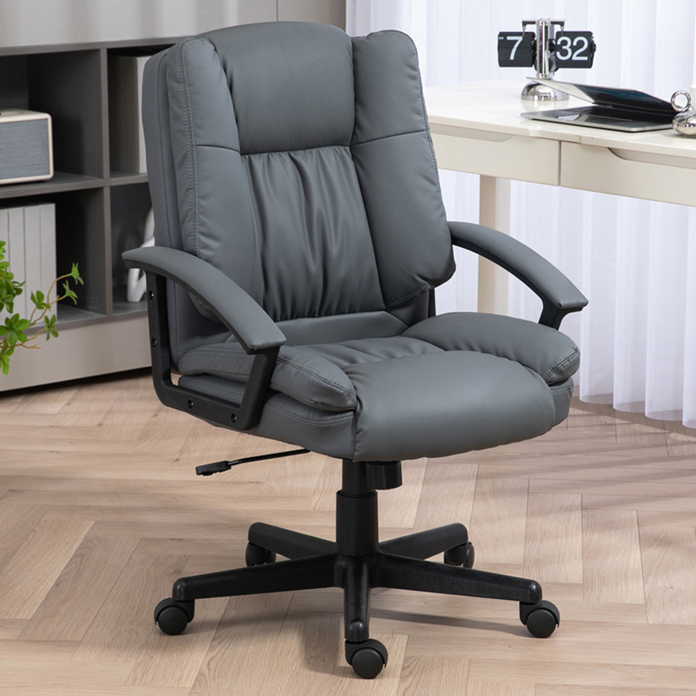 Portland Grey Faux Leather Swivel Office Chair Image 1