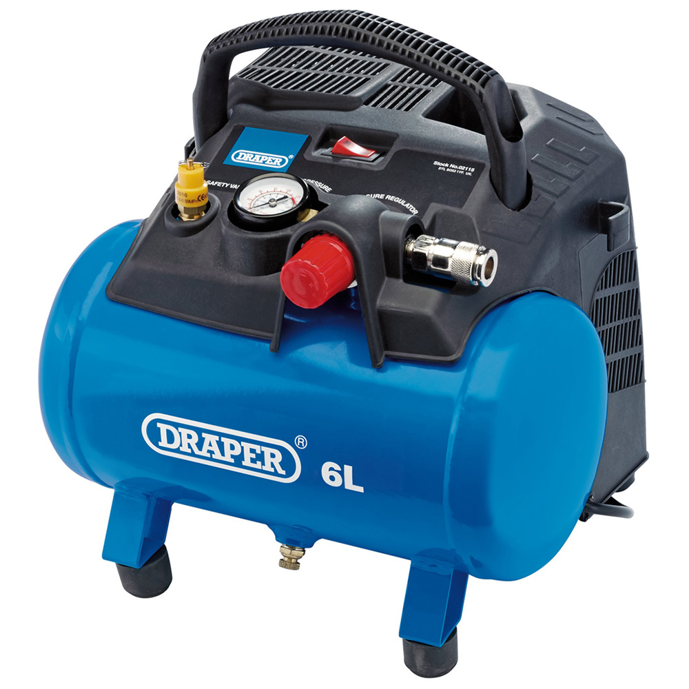 Draper 6L Oil Free Air Compressor 1.2kW Image 1