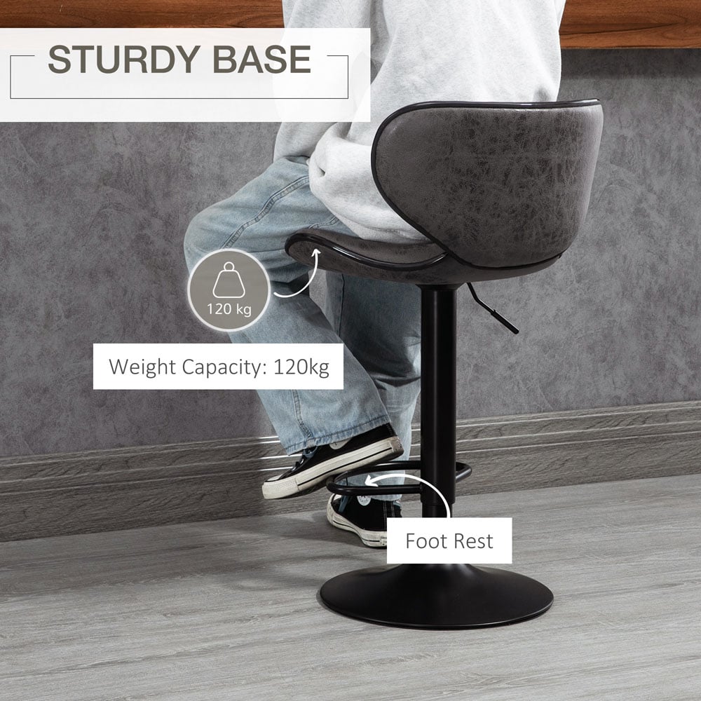 Portland Black Microfibre Cloth Bar Stool Set of 2 Image 6