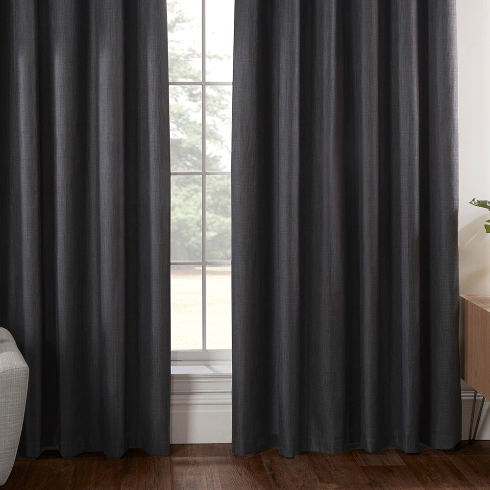 Divante Hoxton Charcoal Blackout Eyelet Curtains 229cm Image 6