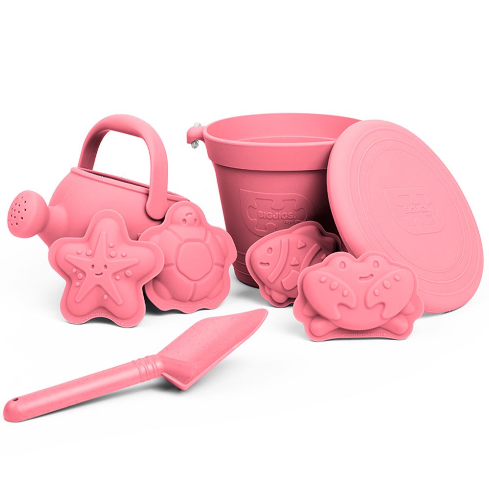 Bigjigs Toys Silicone Beach Set Coral Pink Image 1