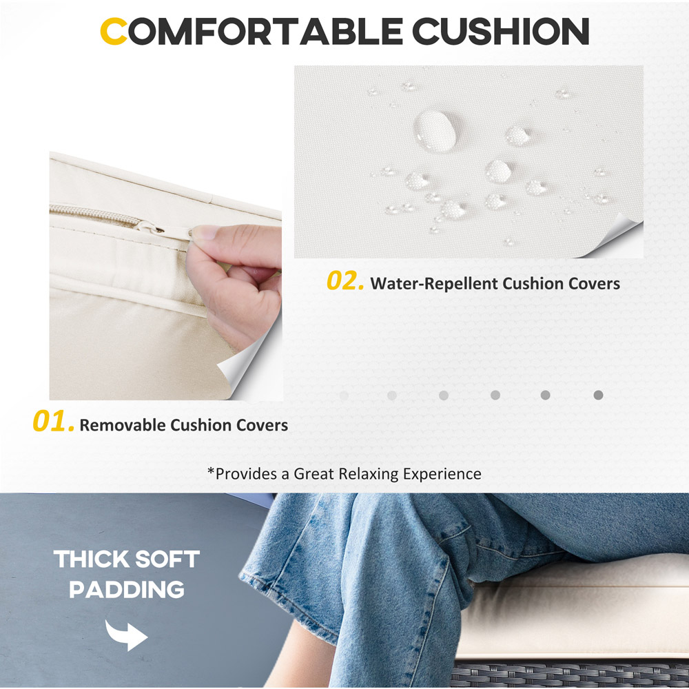 Outsunny 7 Seater Black Rattan Outdoor Corner Sofa Set with Coffee Table  Image 5