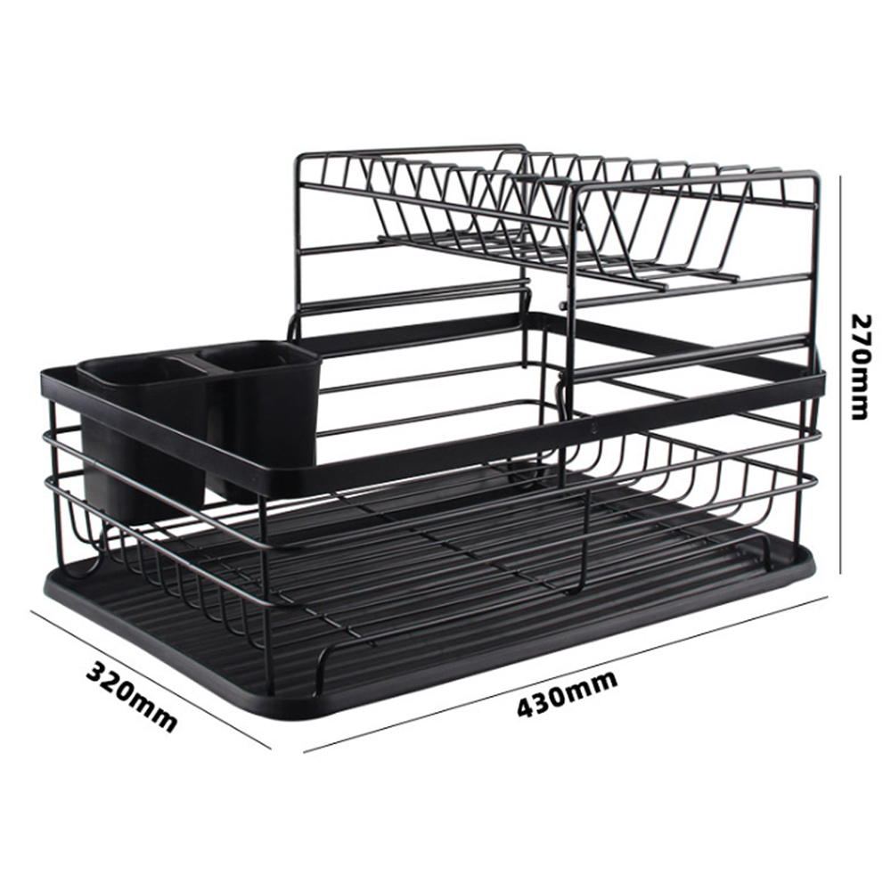 Living And Home WH0778 Black Metal 2-Tier Dish Drainer Image 9