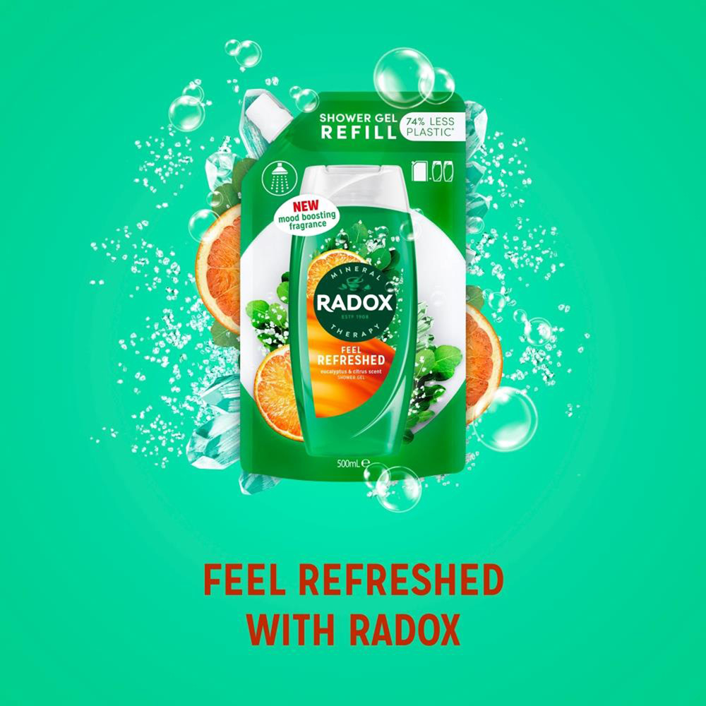 Radox Mineral Therapy Refill Pouch Feel Refreshed Shower Gel 500ml 5 Pack Image 5