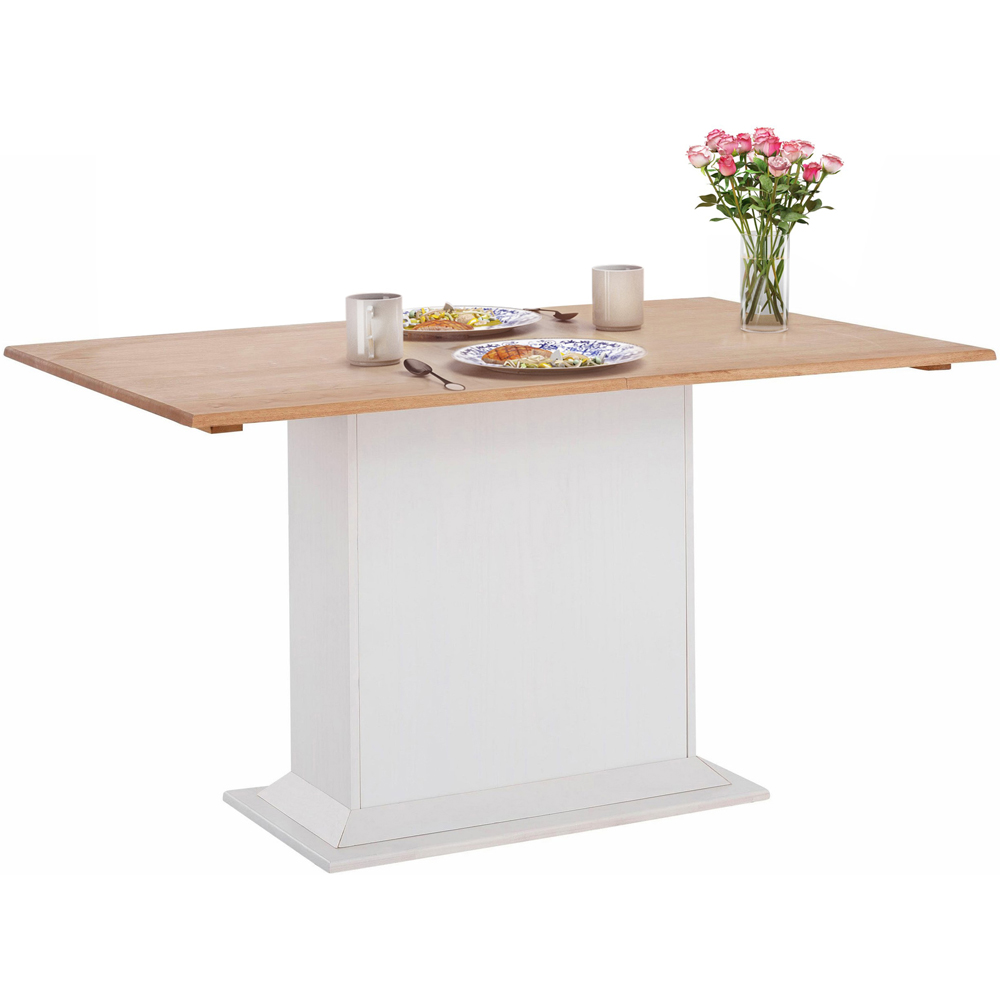 Loft24 Sara 4 Seater White Solid Pine Fixed Top Dining Table Image 2