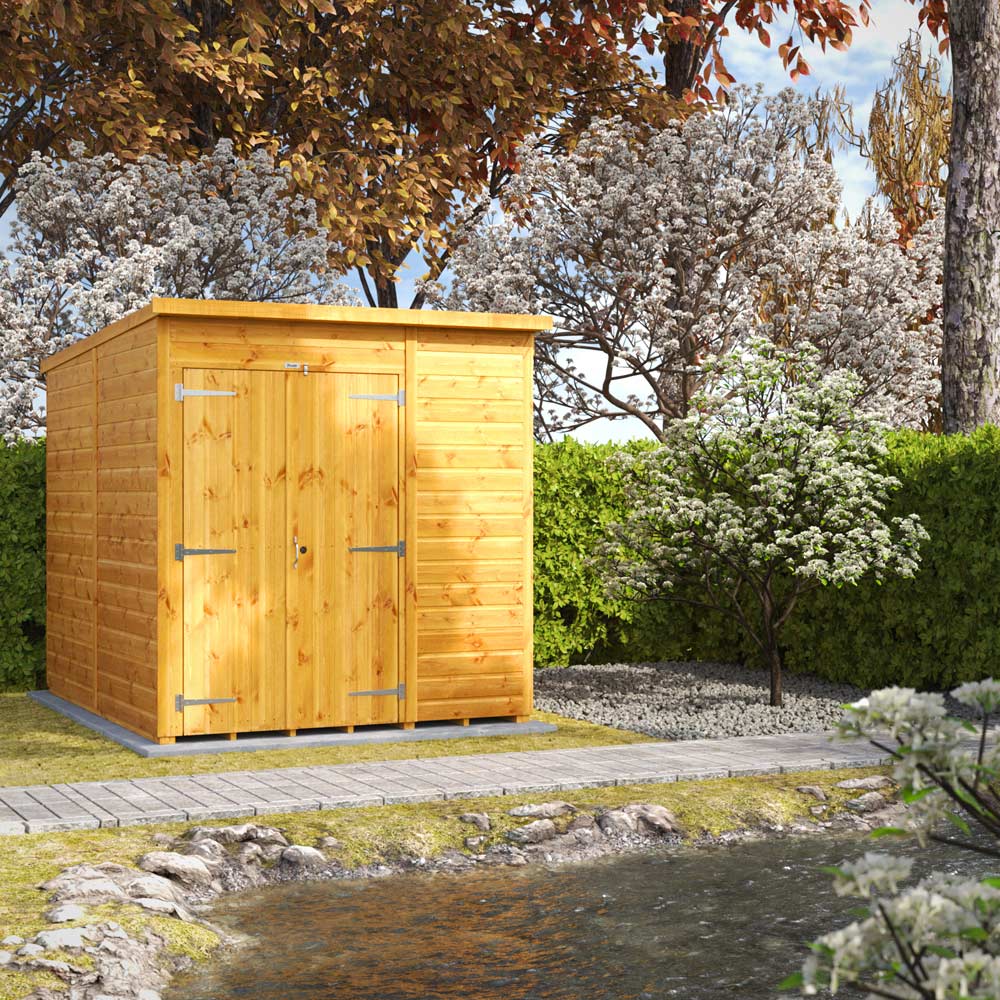 Power Sheds 6 x 8ft Double Door Pent Wooden Shed Image 2