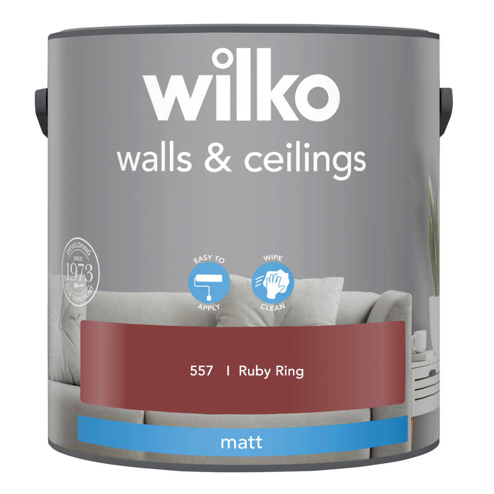 Wilko Walls & Ceilings Ruby Ring Matt Emulsion Paint 2.5L Image 2