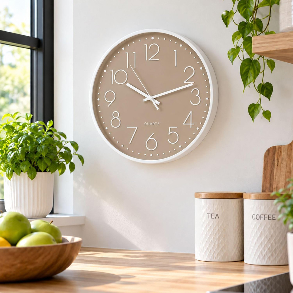 Marco Paul Light Brown Round Wall Clock 30cm Image 3