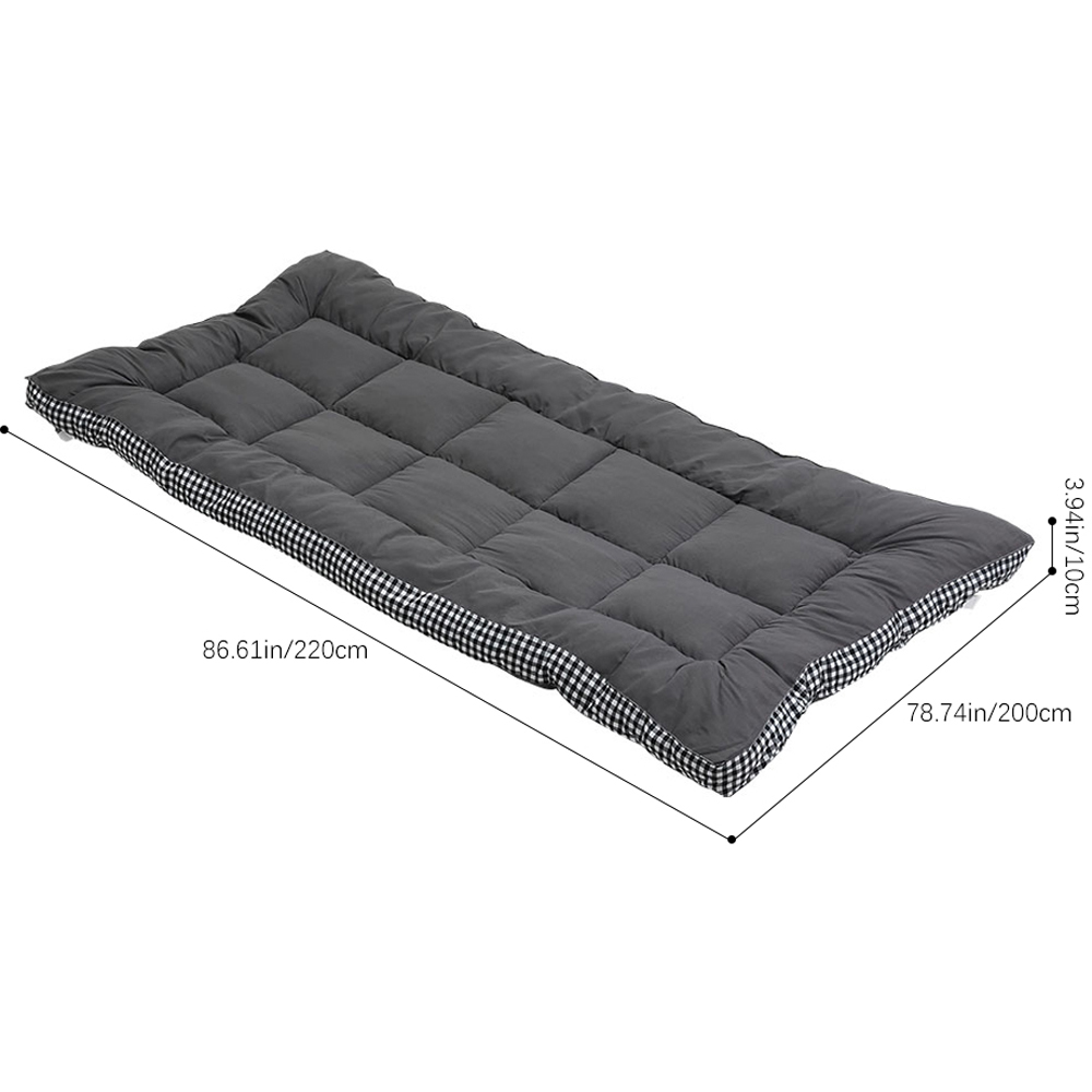 Living and Home Super King Size Grey Solid and Plaid Quilted Mattress Topper Image 8