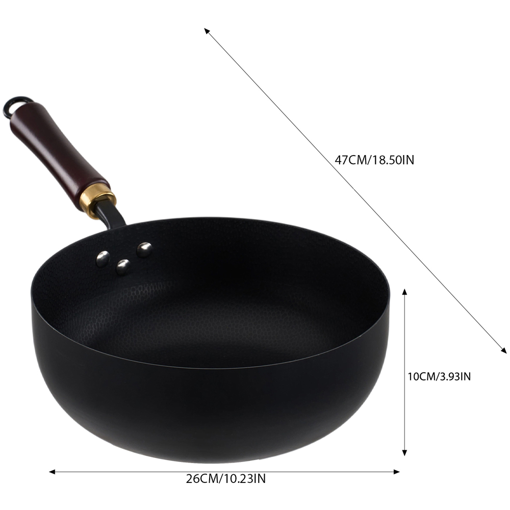 Living and Home 26cm Black Iron Wok with Detachable Handle Image 8