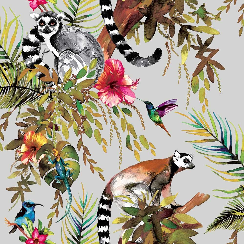 Holden Decor Lemur Silver and Multicolour Wallpaper Image 1