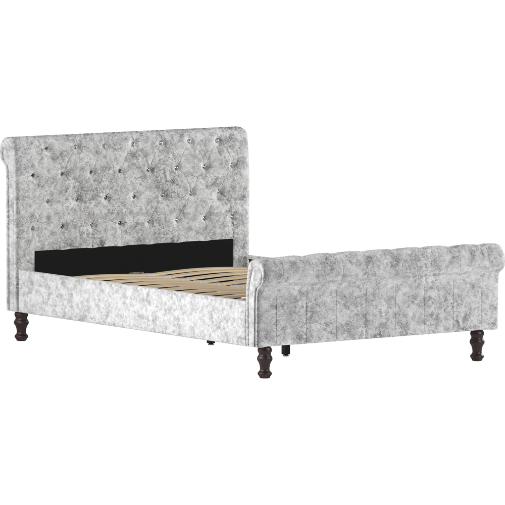 VIDA DESIGNS Double Violetta Silver Crushed Velvet Bed Frame Image 2