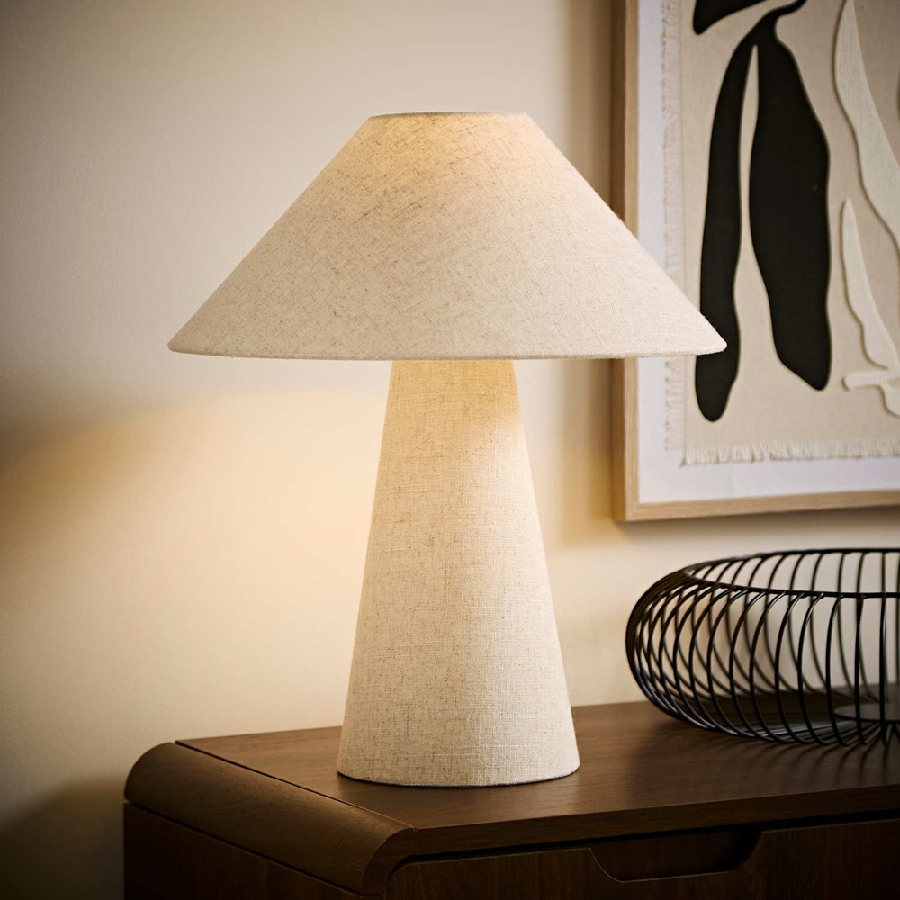 ValueLights Gigi Linen Tapered Full Fabric Conical Shade Table Lamp with Bulb Image 6