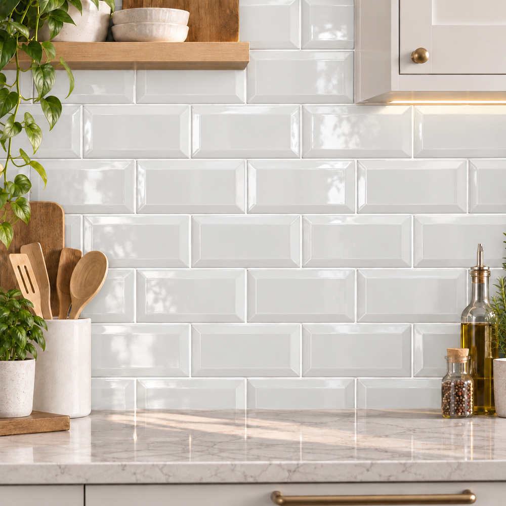 Go Bathrooms Metro White Gloss Ceramic Wall Tile 100 x 200mm 50 Pack Image 2