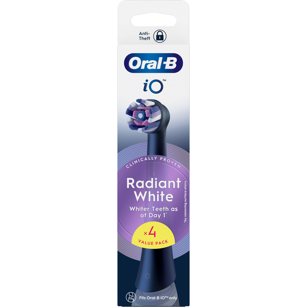 Oral-B iO Radiant White and Black Toothbrush Refill Head 4 Pack Image 2