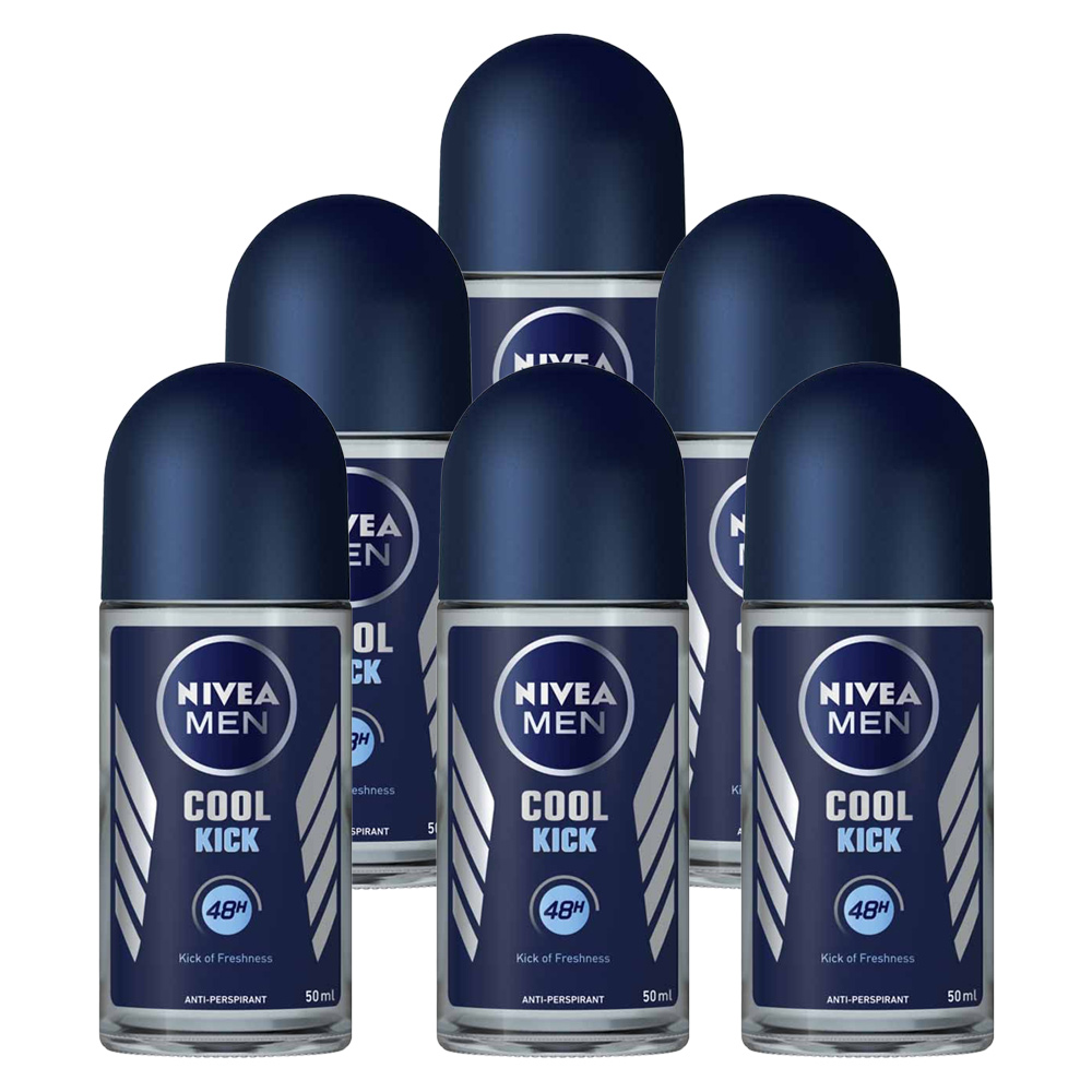 Nivea Men Cool Kick Anti-Perspirant Deodorant Roll-On Case of 6 x 50ml Image 1