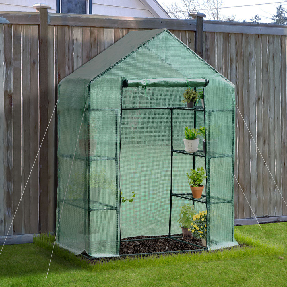 Outsunny Green PE 4.7 x 2.4ft Mini Greenhouse with Shelves Image 2