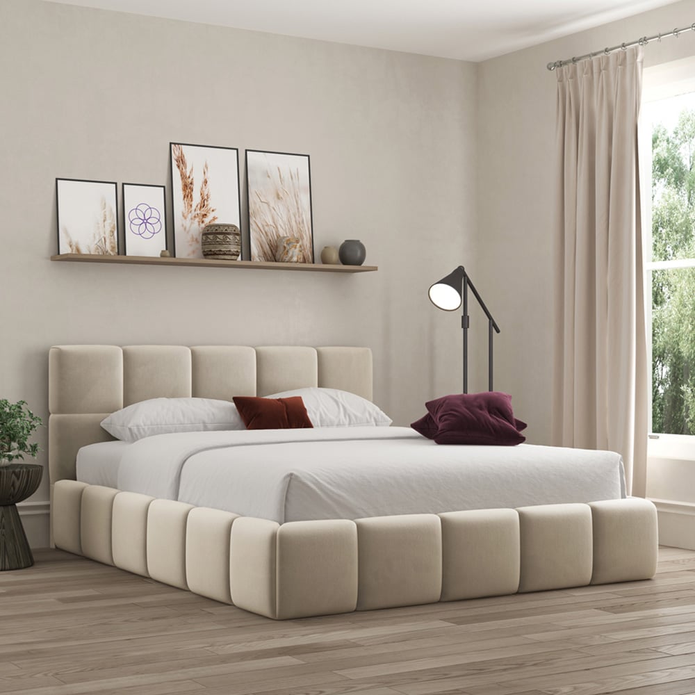 DS Living Ovella Double Cream Cubed Ottoman Bed Image 3