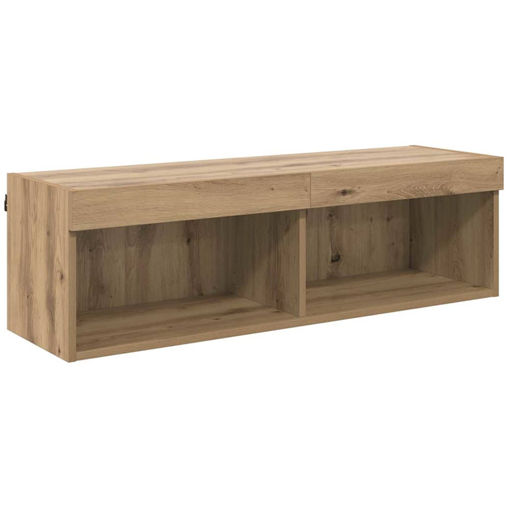 vidaXL 2 Door 10 Shelf Artisan Oak Wall Mounted TV Unit with LED Lights Image 8