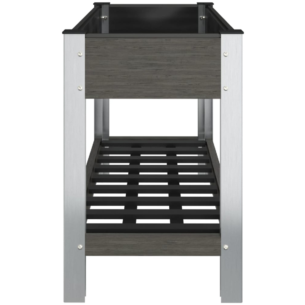vidaXL Grey Wood Plastic Raised Garden Bed with Shelf 75 x 100 x 50cm Image 3