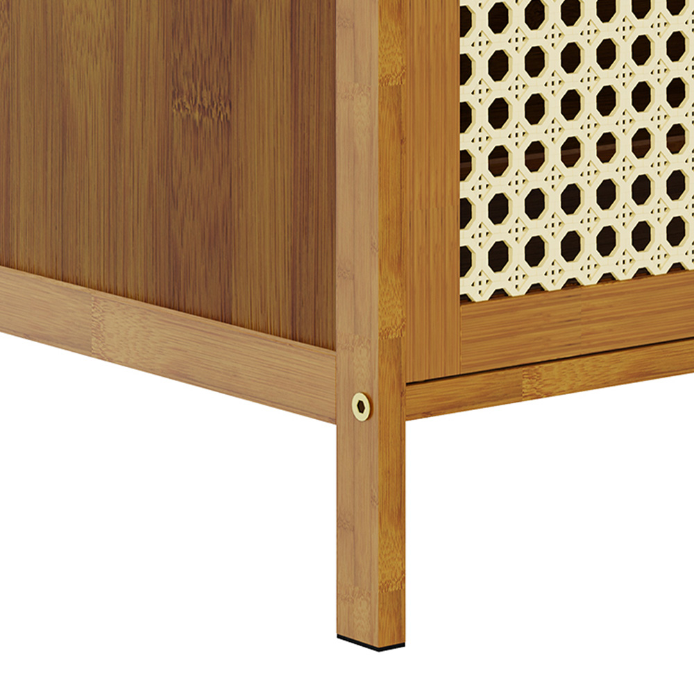 Living and Home 2 Rattan Door Brown Bamboo Bookcase Image 3