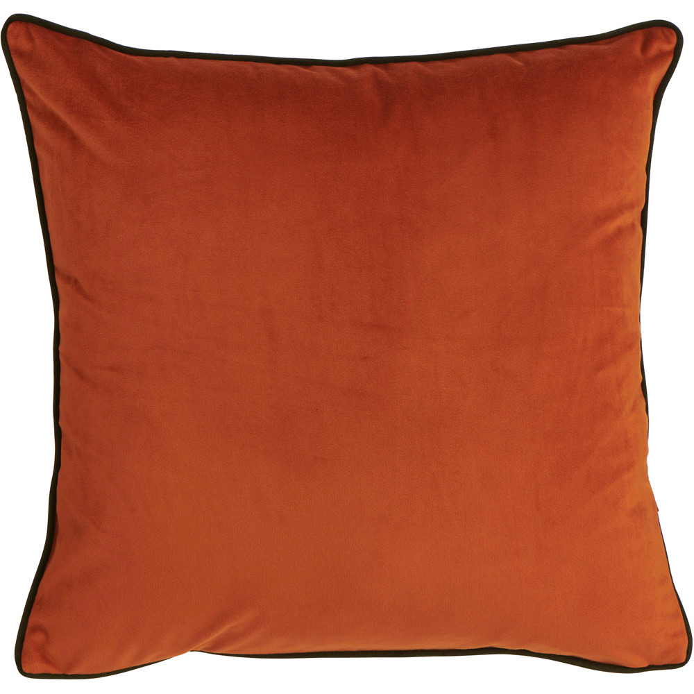 Wilko Velour Cushion Orange and Black Pipe 43 x 43cm Image 1