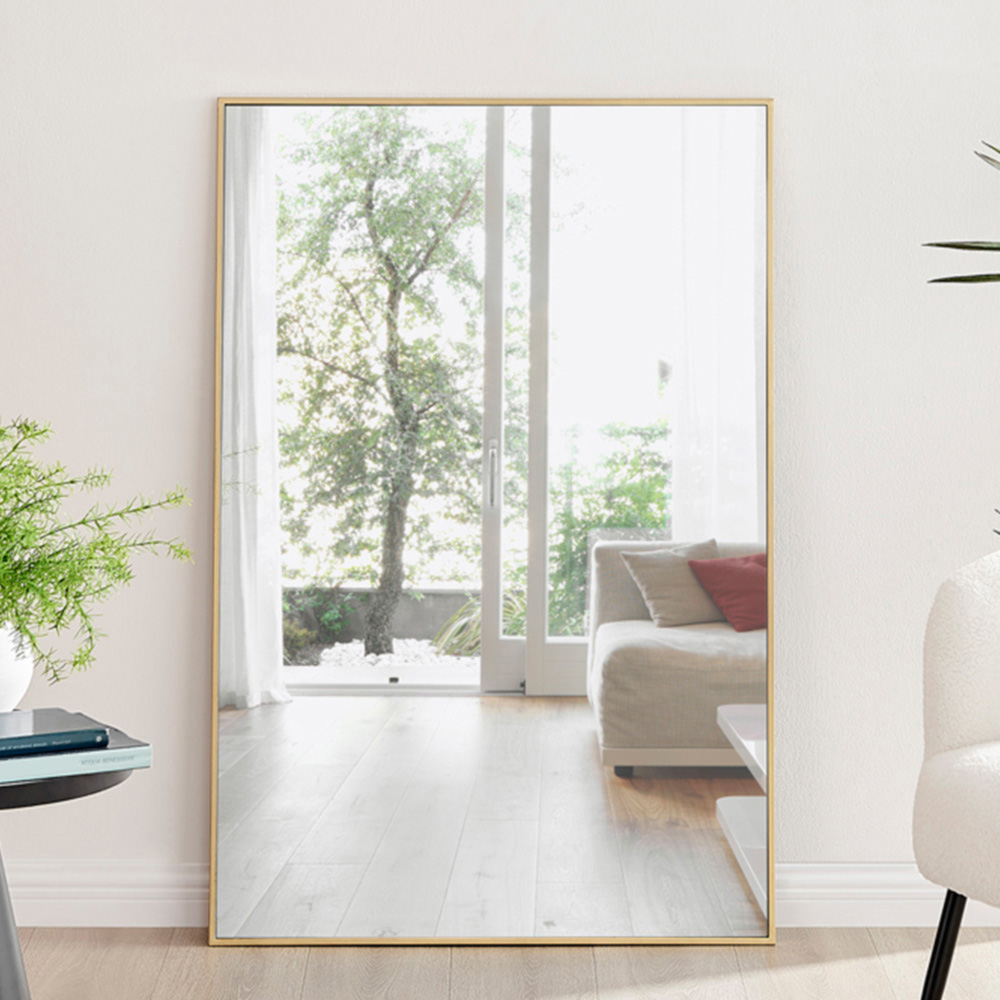 Furniturebox Austen Rectangular Gold Metal Wall Mirror 120 x 80cm Image 2