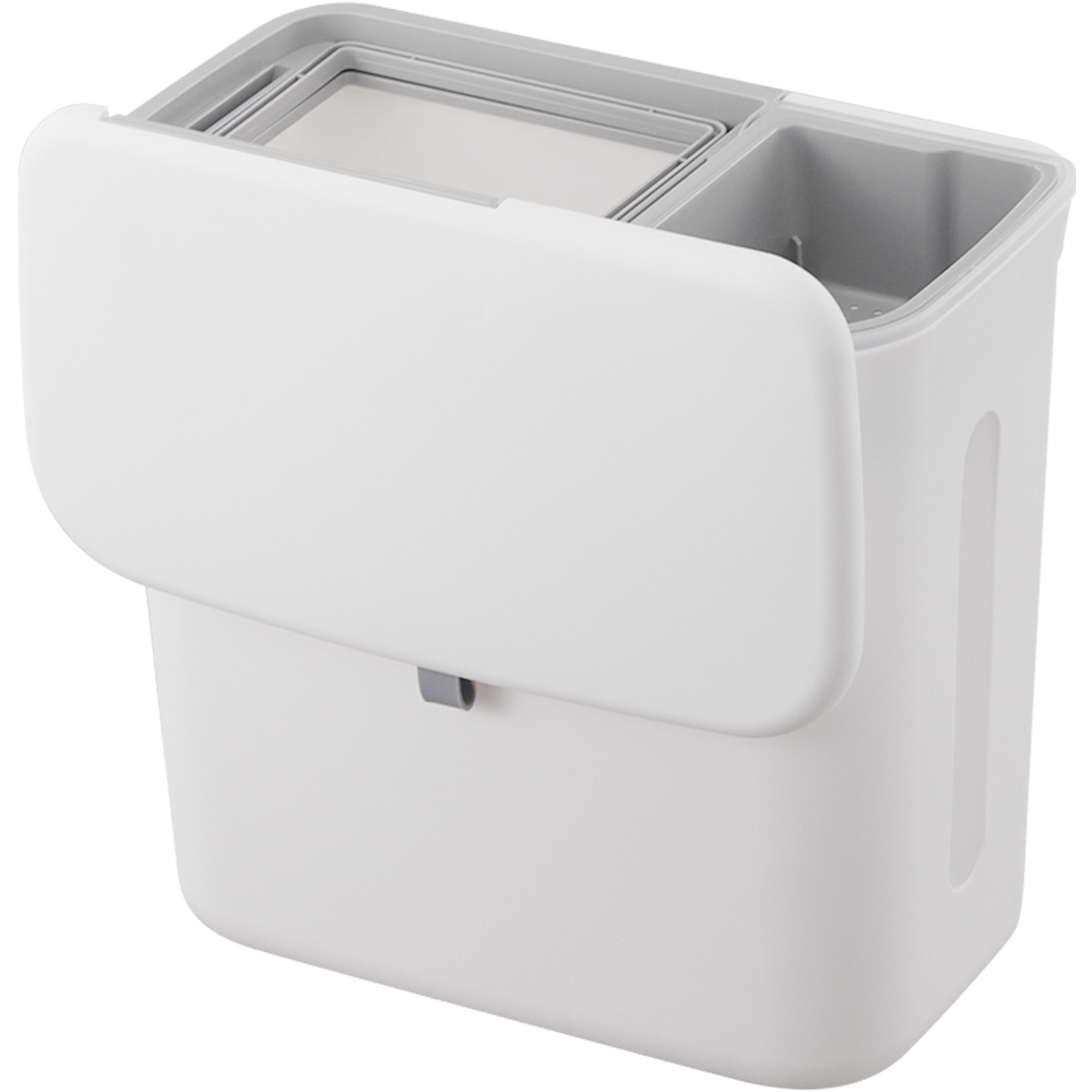 Living and Home White Wall Mounted Kitchen Trash Bin with Lid Image 3