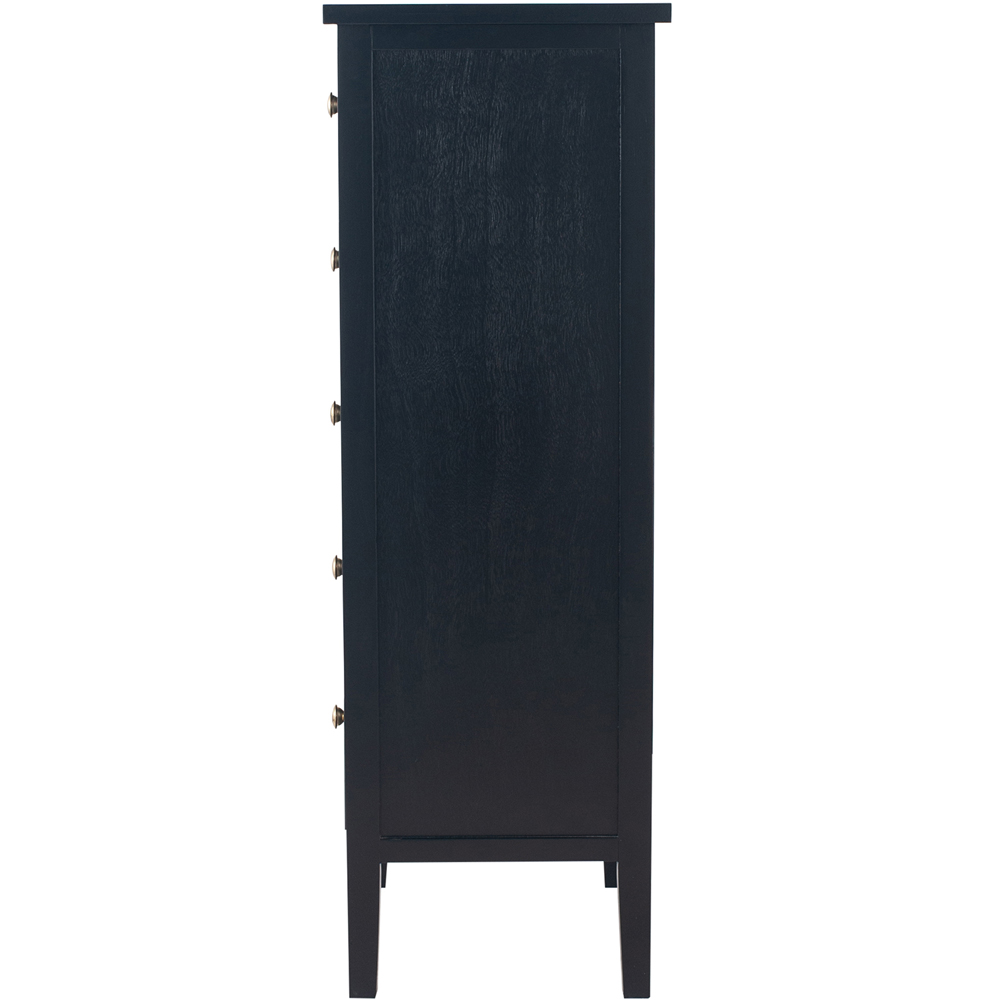 Pacific Lifestyle Chelmsford 5 Drawer Satin Black Pine Wood Chest of Drawers Image 4