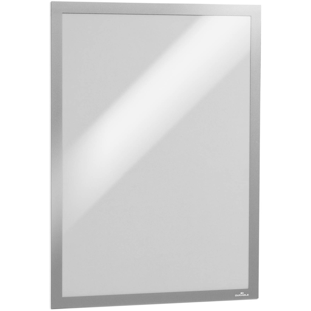 Durable DURAFRAME A3 Silver Self Adhesive Magnetic Signage Frame 6 Pack Image 1